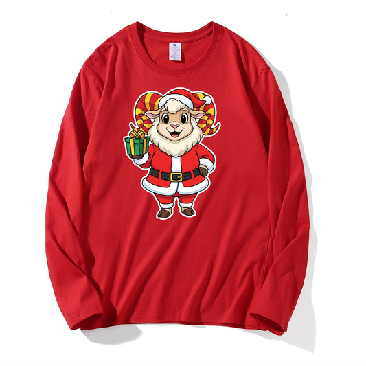 Long Sleeve Cotton Custom T-Shirt With Logo School Christmas-themed Spirit Wear