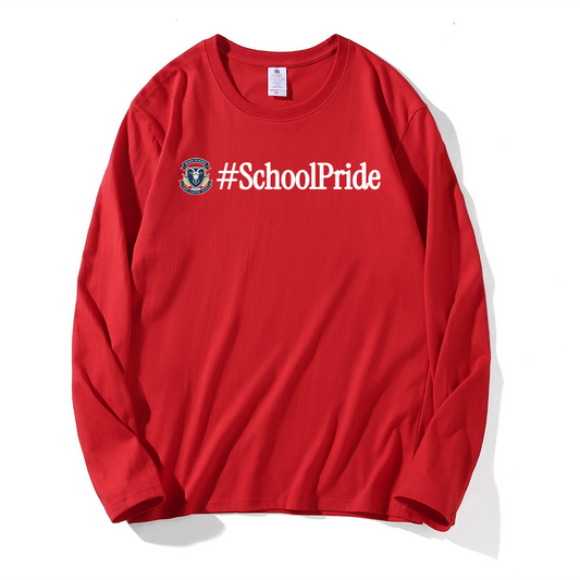 Long Sleeve Cotton Custom T-Shirt With Logo School Logo Hashtag-themed Spirit Wear