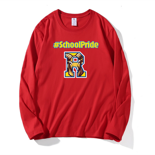 Long Sleeve Cotton Custom T-Shirt With Logo School Capital Hashtag-themed Spirit Wear