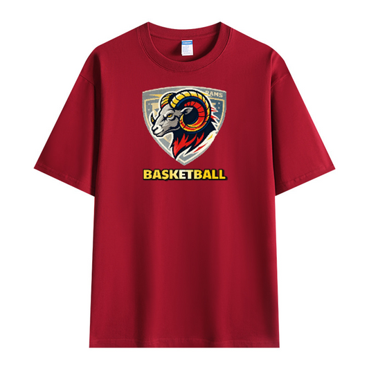 Cotton Custom T-Shirt With Logo School Basketball-themed Spirit Wear