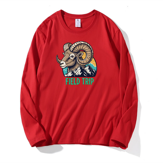 Long Sleeve Cotton Custom T-Shirt With Logo School Fieldtrip-themed Spirit Wear