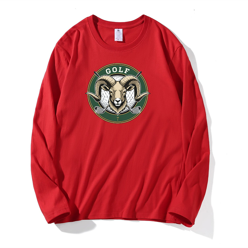 Long Sleeve Cotton Custom T-Shirt With Logo School Golf-themed Spirit Wear